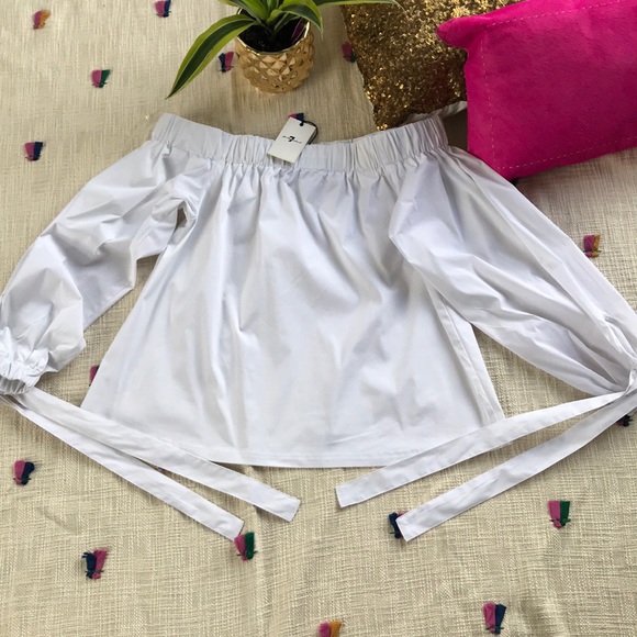 New 7 For All Mankind Off Shoulder Top w Tie Cuffs - Picture 2 of 8